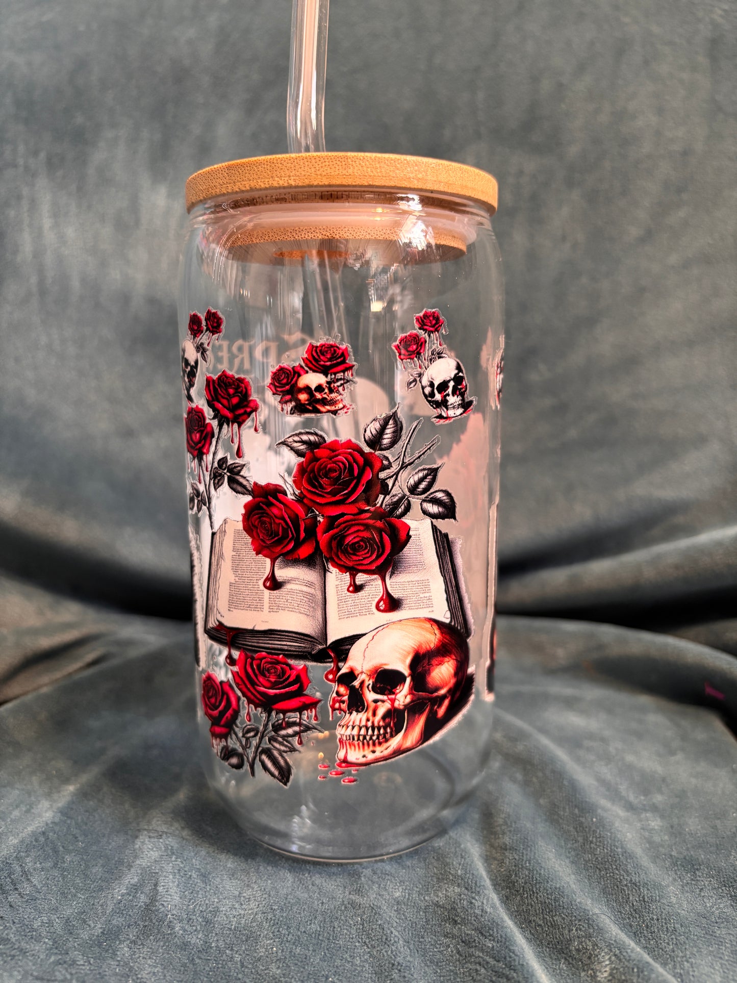 Spread those pages Libby glass with bamboo lid and glass straw