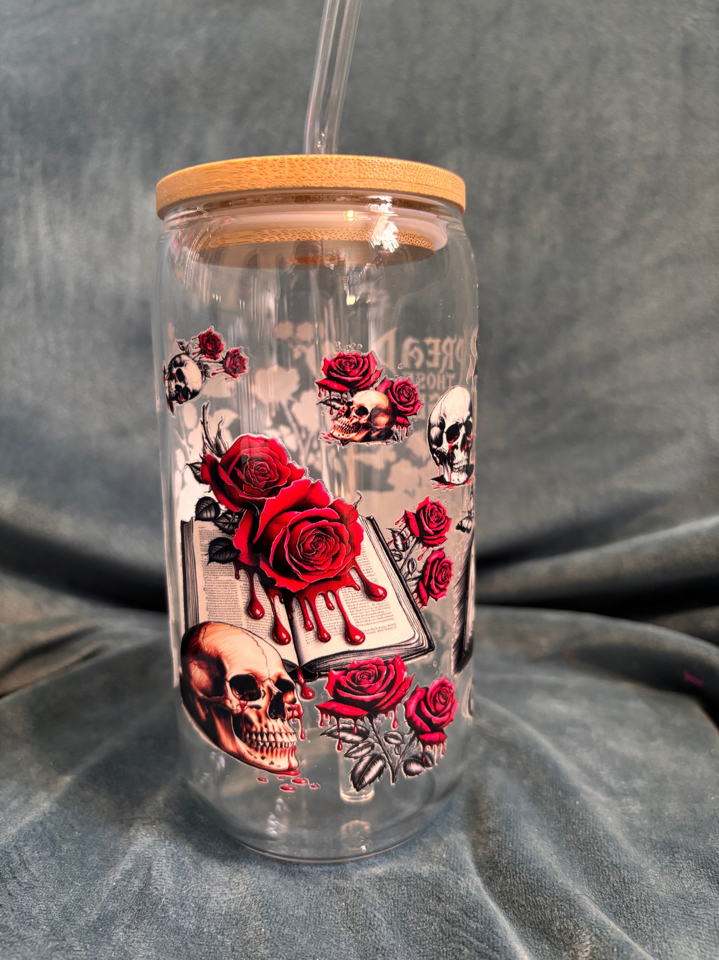 Spread those pages Libby glass with bamboo lid and glass straw