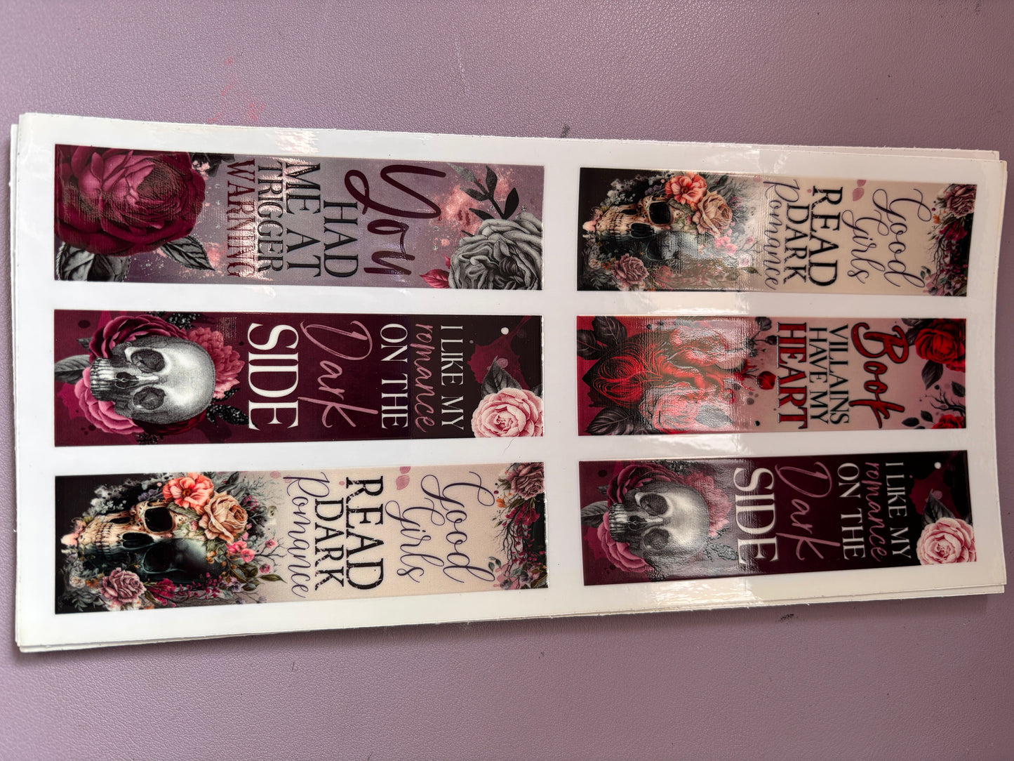 Dark Romance Themed UV DTF Bookmark Wrap