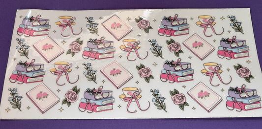 Books,Roses and Teacups UV DTF Wraps