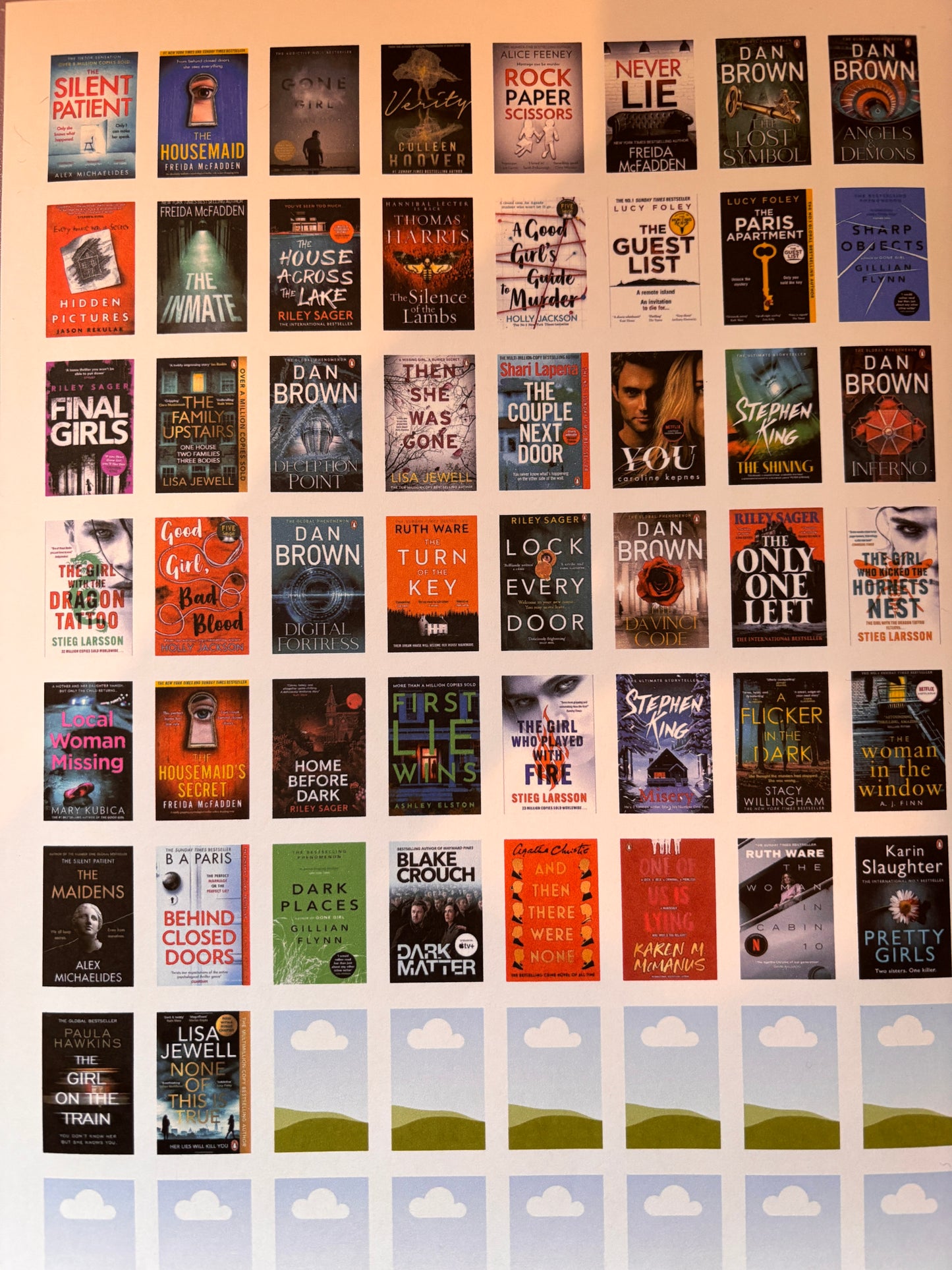 Goodreads Top 50 Thrillers of all time Book Cover Stickers