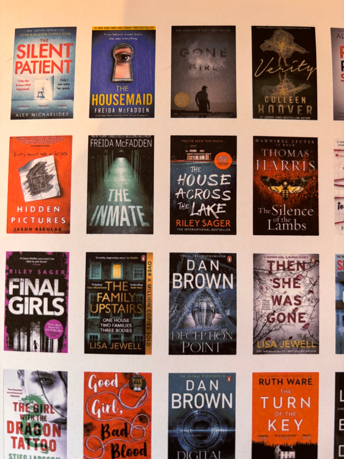Goodreads Top 50 Thrillers of all time Book Cover Stickers