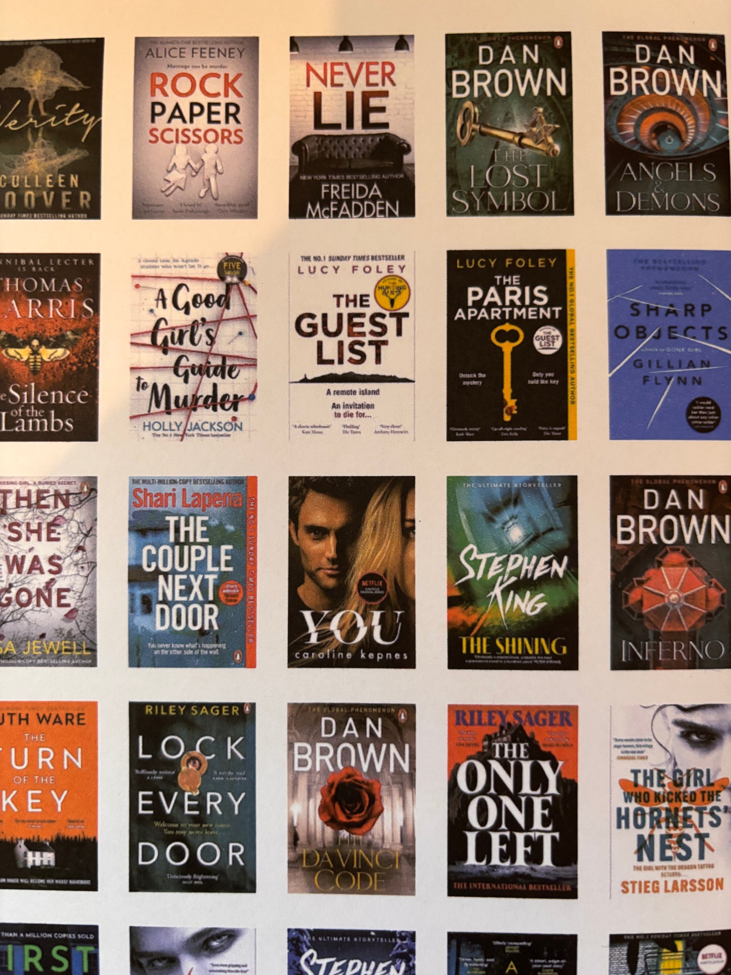 Goodreads Top 50 Thrillers of all time Book Cover Stickers