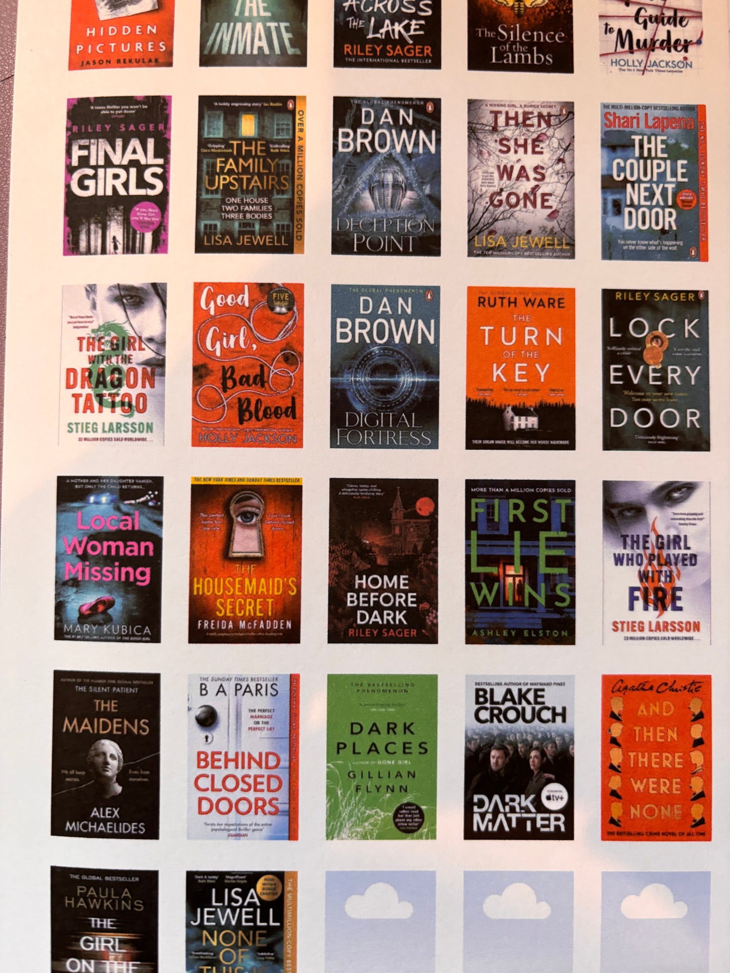 Goodreads Top 50 Thrillers of all time Book Cover Stickers