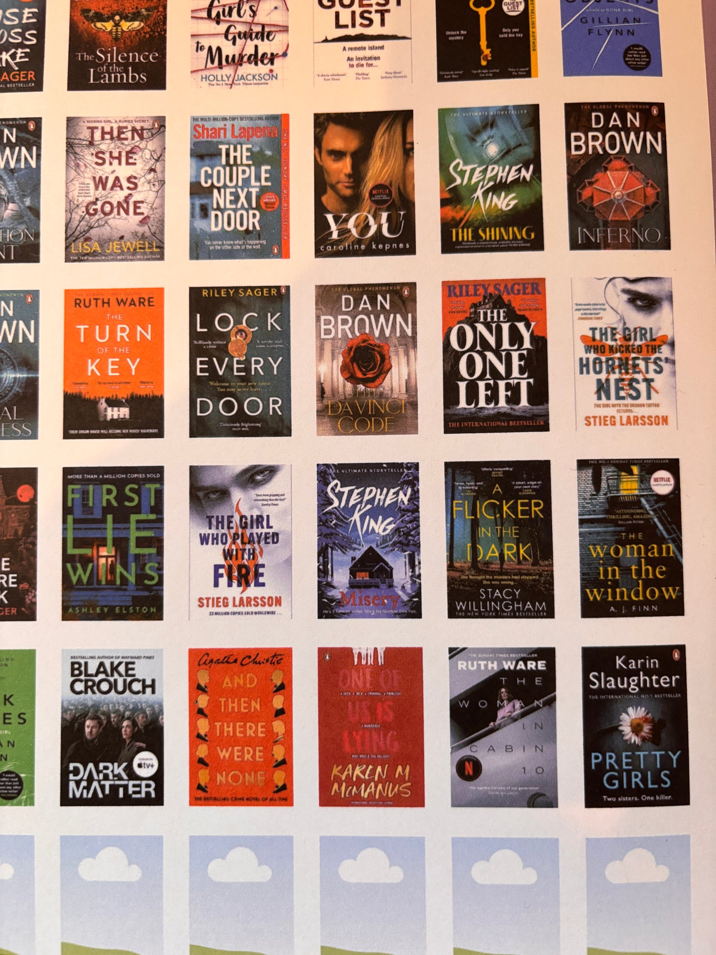 Goodreads Top 50 Thrillers of all time Book Cover Stickers
