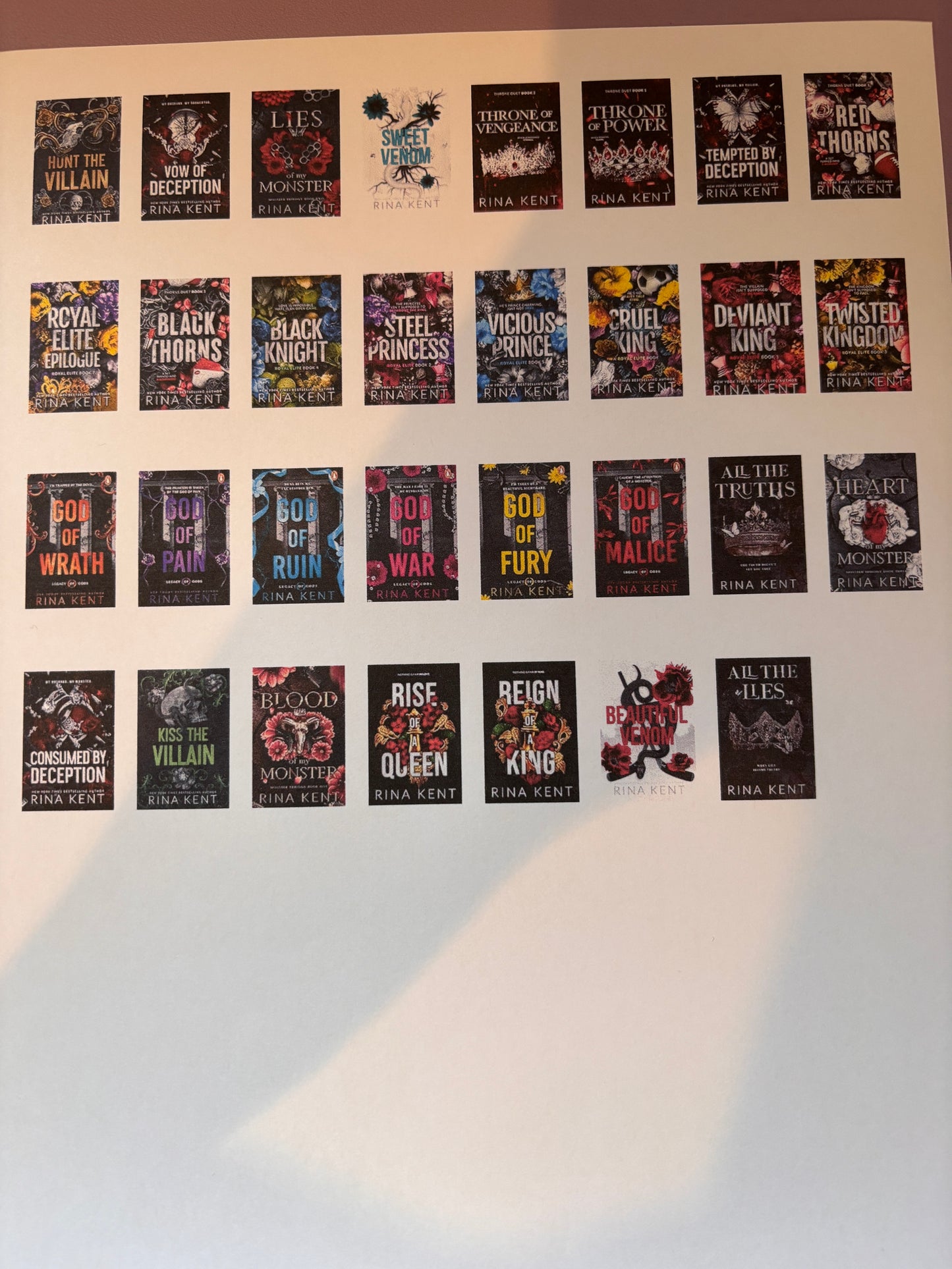 Rina Kent Book Cover Stickers for Book Journalling