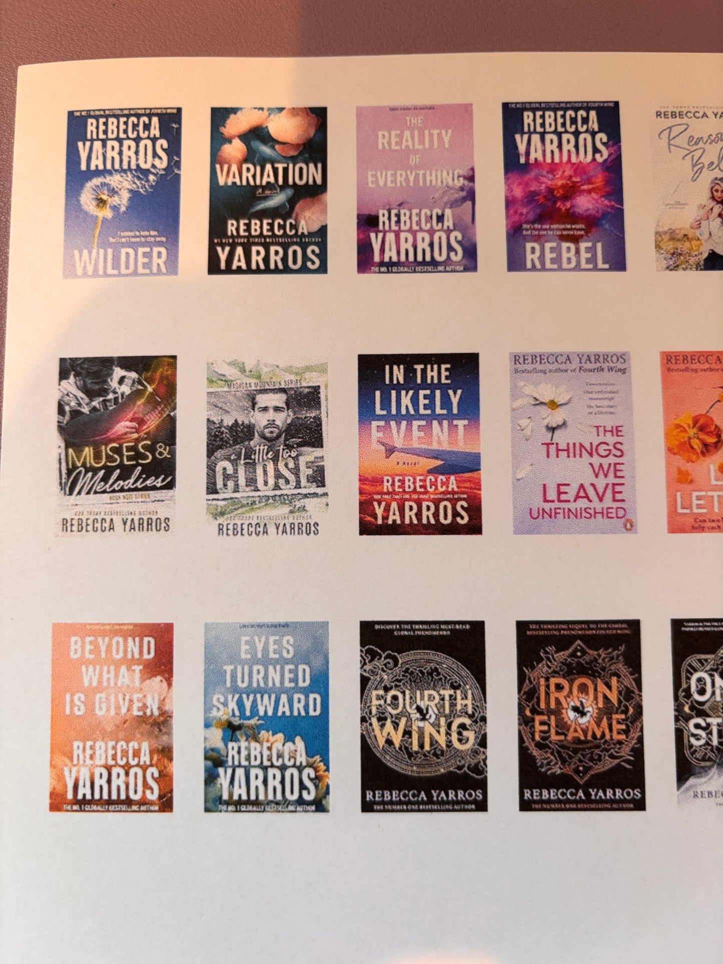 Rebecca Yarros Book Cover Stickers