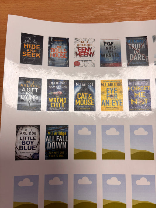 M Arlidge Thriller Book covers on sticker paper for book journaling or TBR jars
